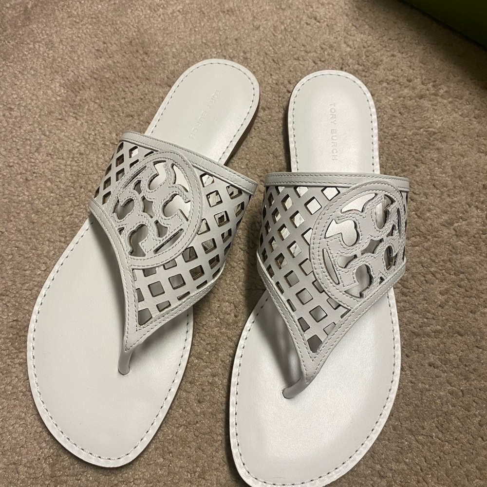 Tory Burch White Cutout Sandals